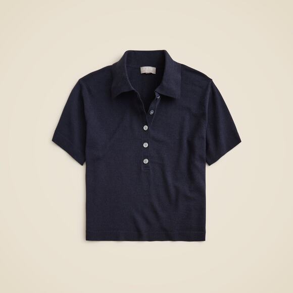J. Crew Featherweight cashmere short-sleeve sweater-polo - Picture 1 of 2